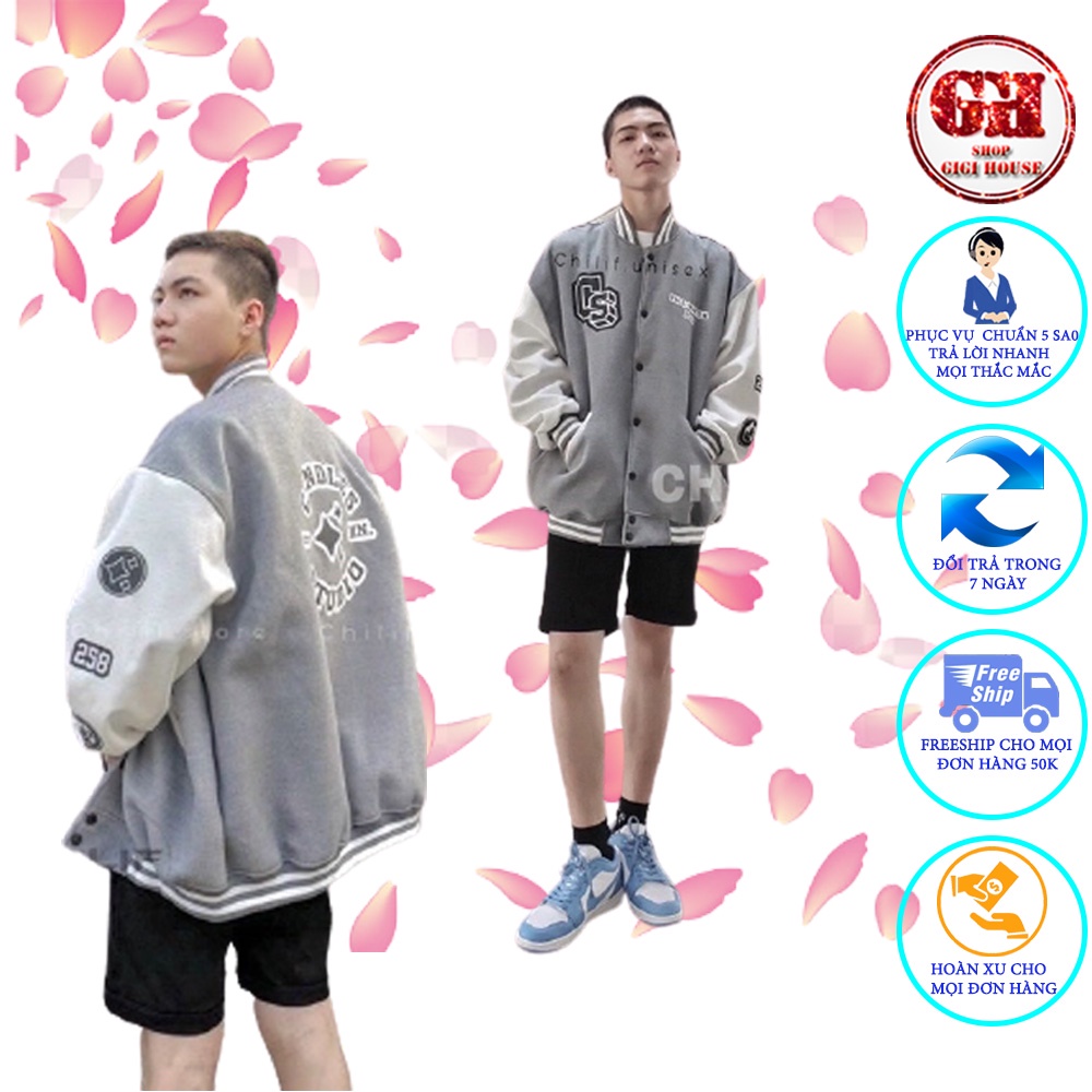 Áo Khoác Bomber Nỉ Bóng Chày In Hình Siêu Rõ Nam, Nữ Unisex GiGiHouse , Áo Cadigan Nỉ In Hình-AKNINGS
