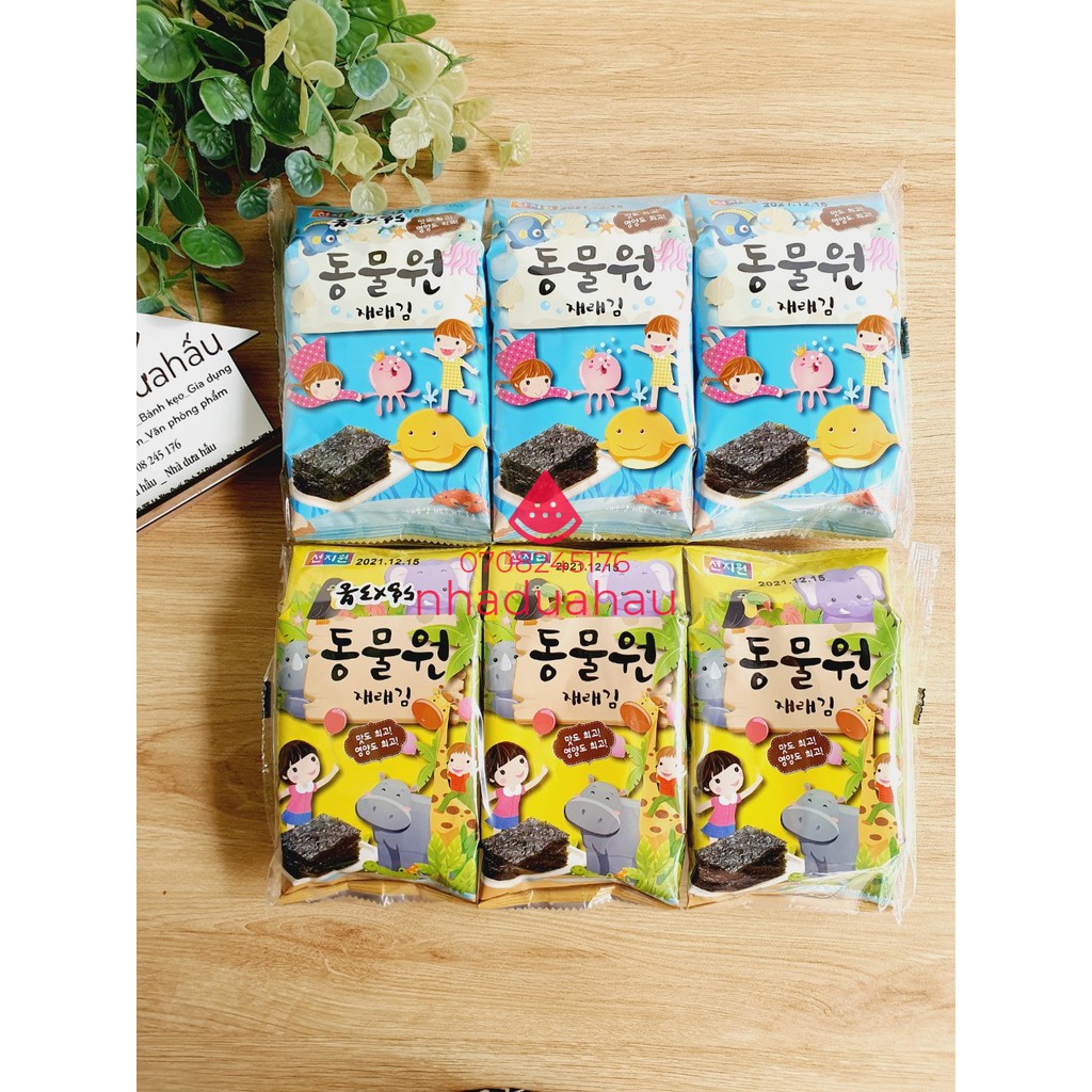 Một lốc gồm 3 gói snack rong biển trẻ em Zoo Hàn Quốc gói 5g