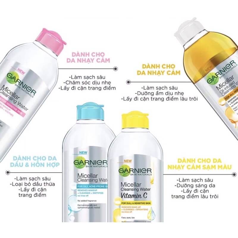 Nước tẩy trang Garnier Micellar Water dành cho mọi loại da 400ml