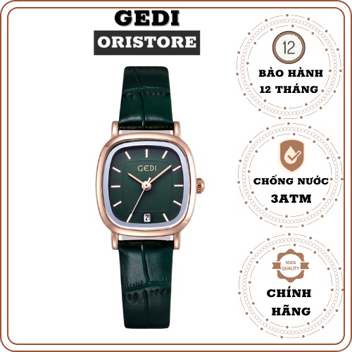 Đồng hồ nữ GEDI 6615 dây da mặt vuông size 23mm thời trang phong cách mới
