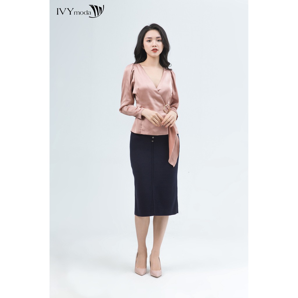 Áo sơ mi lụa nữ IVY moda MS 17B7685