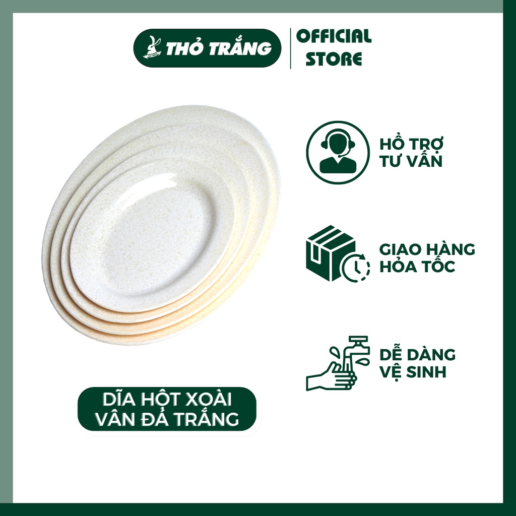Dĩa Hột Xoài Vân Đá Trắng Nhựa Melamine Cao Cấp Fataco Việt Nam Đủ Size