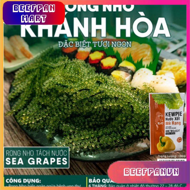Combo 1 Gói Rong Nho Tách Nước Khánh Hoà 25Gr + 1 Gói Mè Rang 15ml