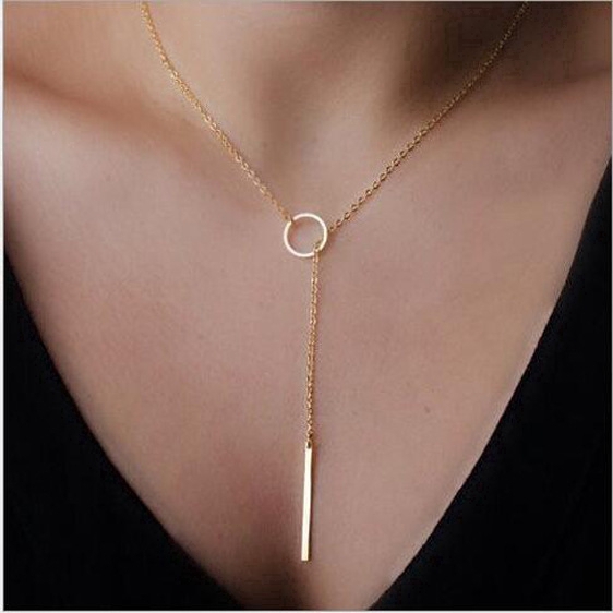 Gold Color Pentants Simple Chain Metal Short Necklace