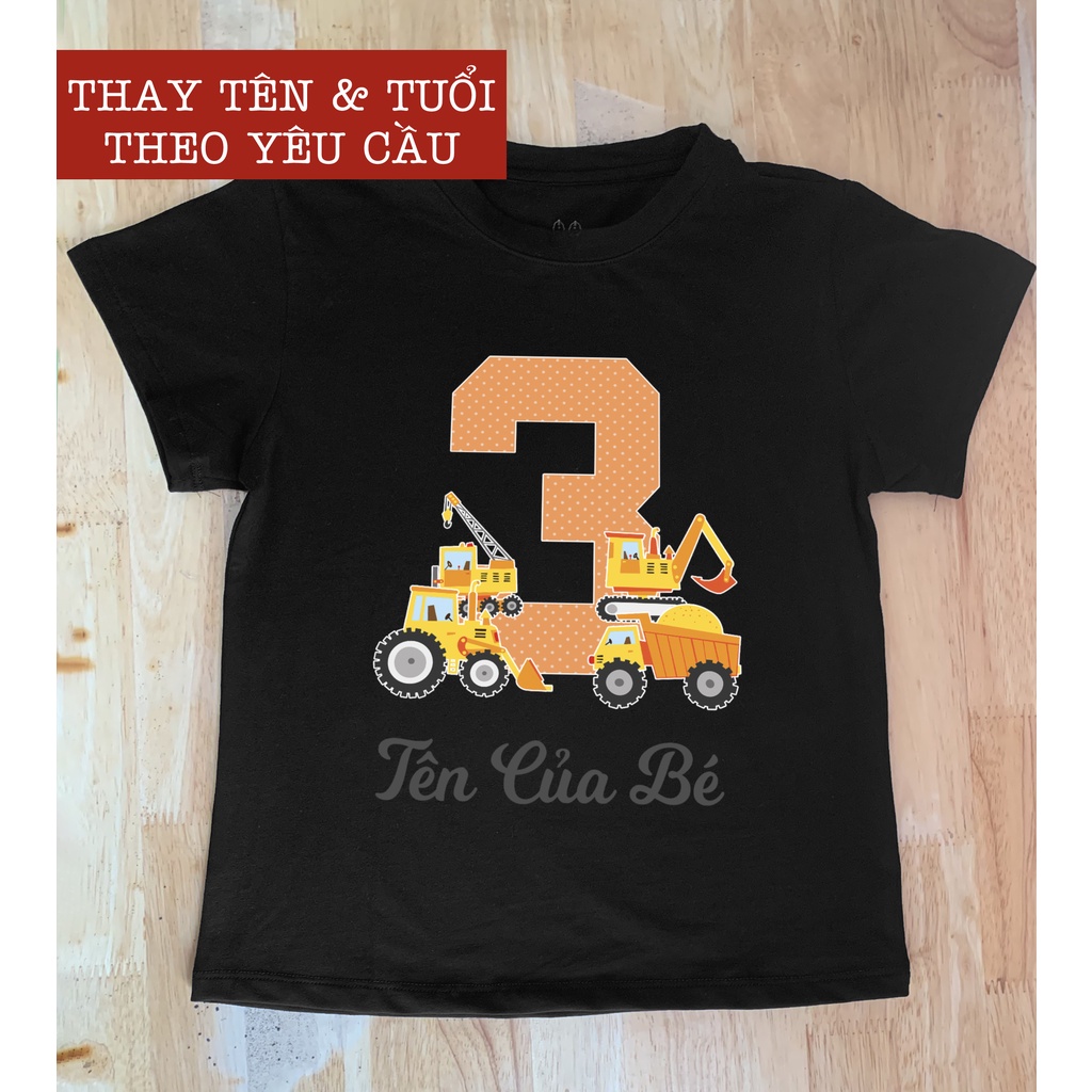 Áo thun In thiết kế theo tên và tuổi của bé, vải cotton đẹp cao cấp, áo phông quà tặng sinh nhật bé trai bé gái