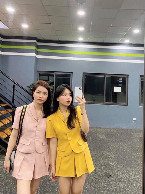 Sét áo vest chân váy xếp ly - set vest thiết kế | BigBuy360 - bigbuy360.vn