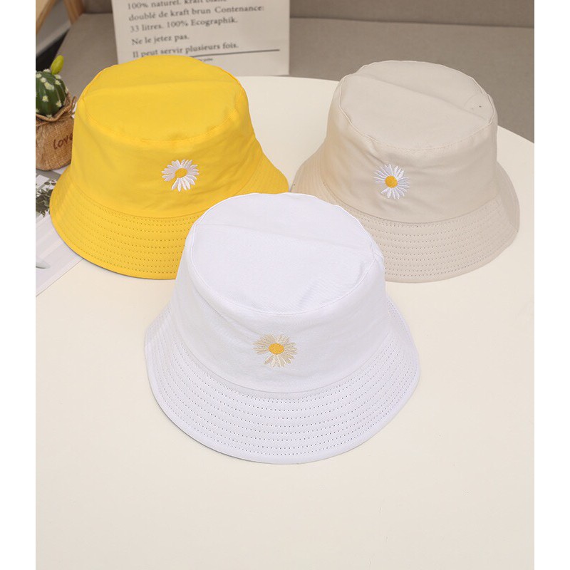 [Mã FASTGRET4 giảm 10% đơn 99K] Mũ bucket hoa cúc 2 mặt đều đội được Daisy bucket hat - Mã BU005 size M (57-59cm)