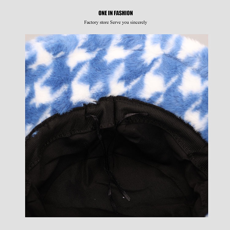 [SẴN]-☘ Mũ nón bucket lông họa tiết Houndstooth phong cách Ulzzang (M25)