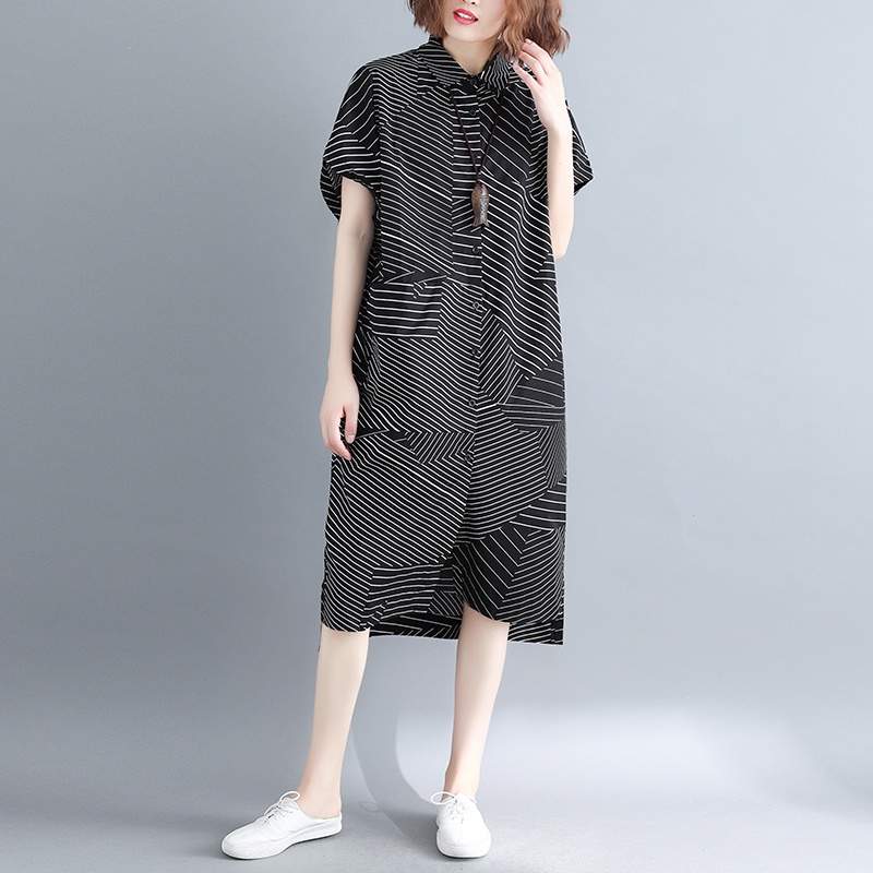 D353 váy bigsize freesize váy sơ mi họa tiết kẻ khối phong cách trẻ trung mẫu mới