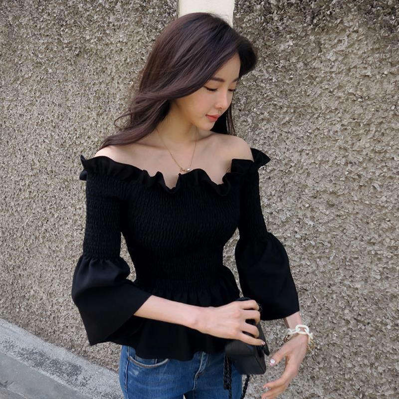 Áo Kiểu Trễ Vai Tay Loe Chất Chiffon Cho Bé Gái
