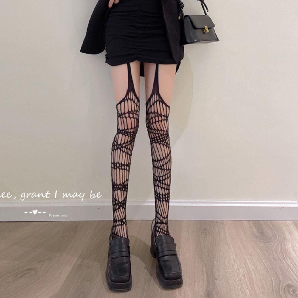 Quần tất lưới họa tiết ngôi sao mặt trăng phong cách gothic punk dành cho nữ