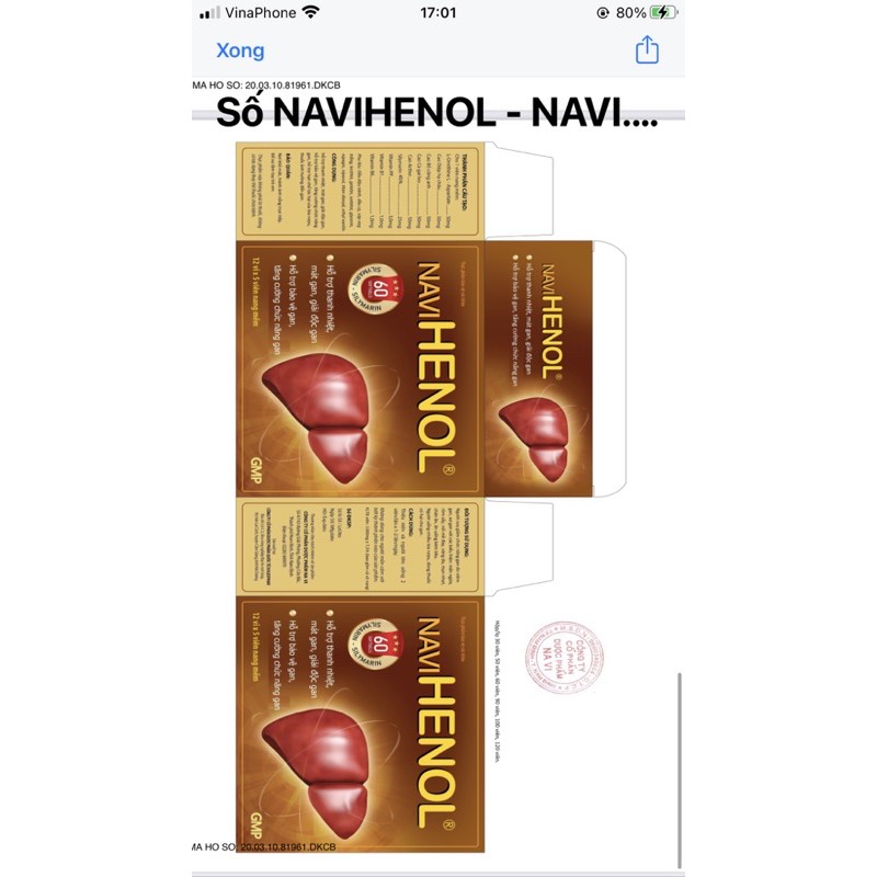 NAVI HENOL- VIÊN UỐNG CHO LÁ GAN KHOẺ MẠNH HỘP 60viên