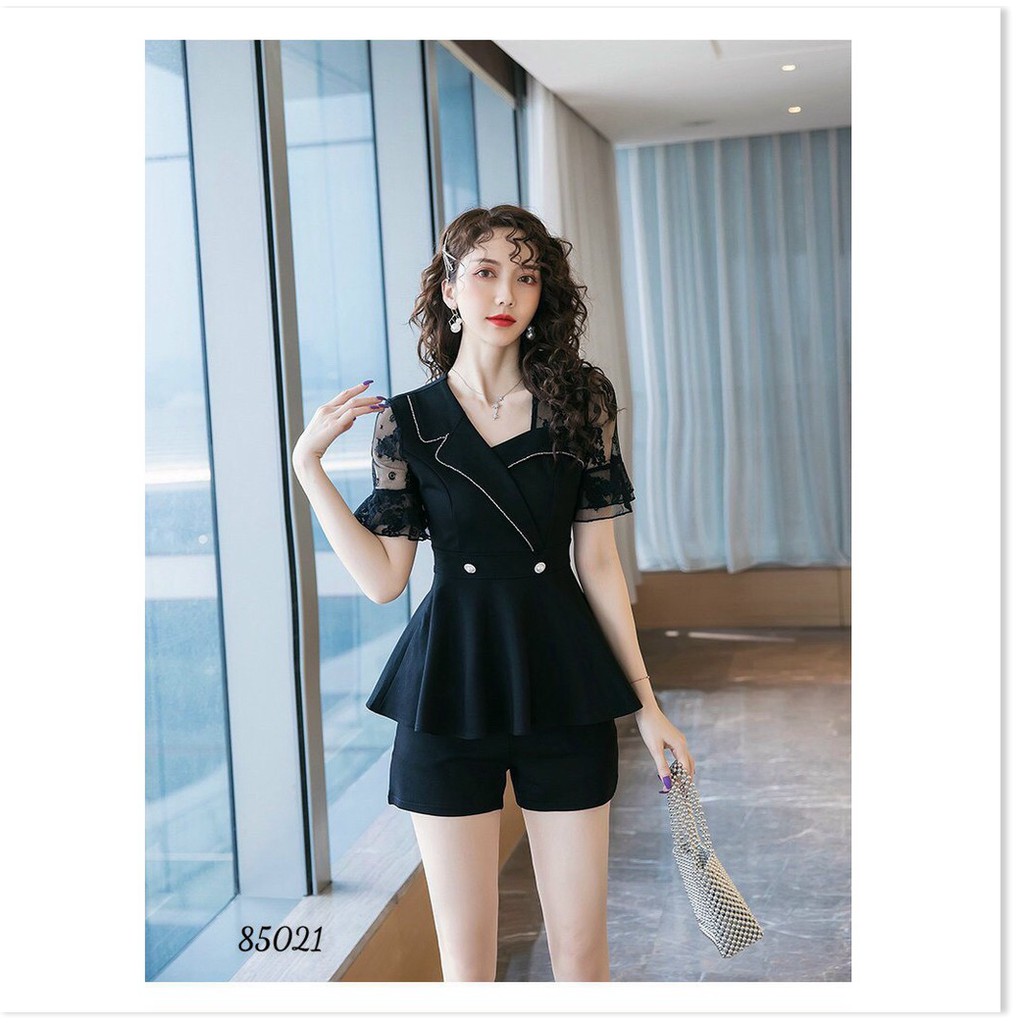 SET VÁY UMI ĐEN PHỐI LƯỚI KIM TUYẾN SANG TRỌNG THỜI TRANG MỚI KME