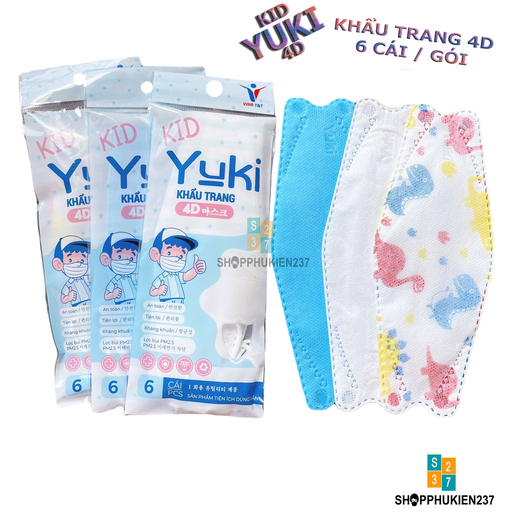 Khẩu trang 4D Yoki cho bé bịch 6 cái tiêu chuẩn KF94 / Landmask | BigBuy360 - bigbuy360.vn