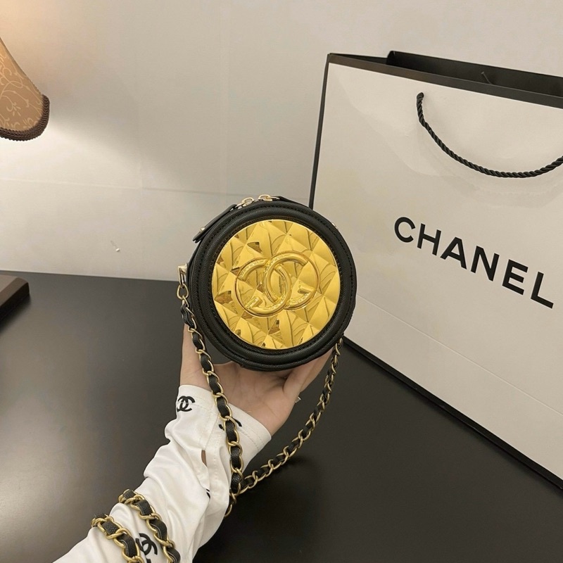 Túi trống tròn nhỏ xinh kèm dây da pha xích đeo chéo phong cách nhất 2020