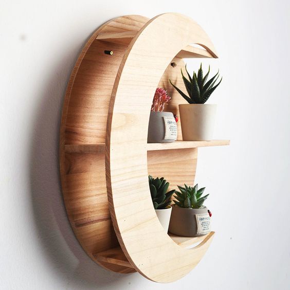 Kệ treo tường trang trí hình mặt trăng, kệ decor bằng gỗ MDF cao cấp phủ melamin chống ẩm chống xước