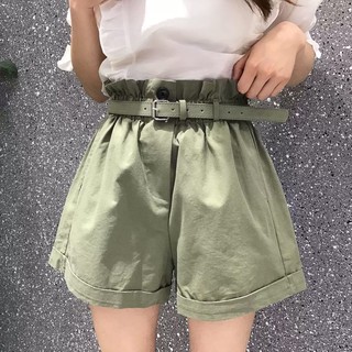 Quần Đùi Ống Rộng Lưng Cao Bo Eo Kèm Thắc Lưng Cá Tính TTSL0081