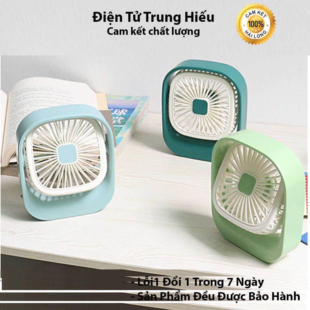 [KỊCH SÀN] Quạt tích điện mini để bàn hình vuông có đèn, xoay 180 độ| Hàng chính hãng AOYI- Bh 3 tháng