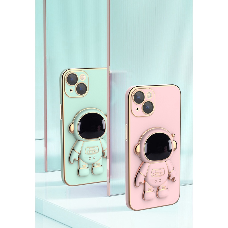 Ốp Điện Thoại Dẻo In Hình Phi Hành Gia 3D Có Giá Đỡ Gập Gọn Cho IPhone 14 Pro Max 13 12 11 14Plus XR X XS Max SE 7 8 6S Plus
