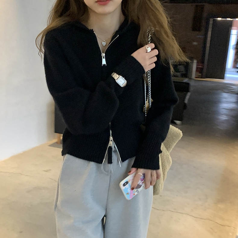 SUXI Áo Khoác Dệt Kim Có Mũ Tay Dài Kiểu Hàn Quốc Thời Trang Mùa Thu Mới Cho Nữ