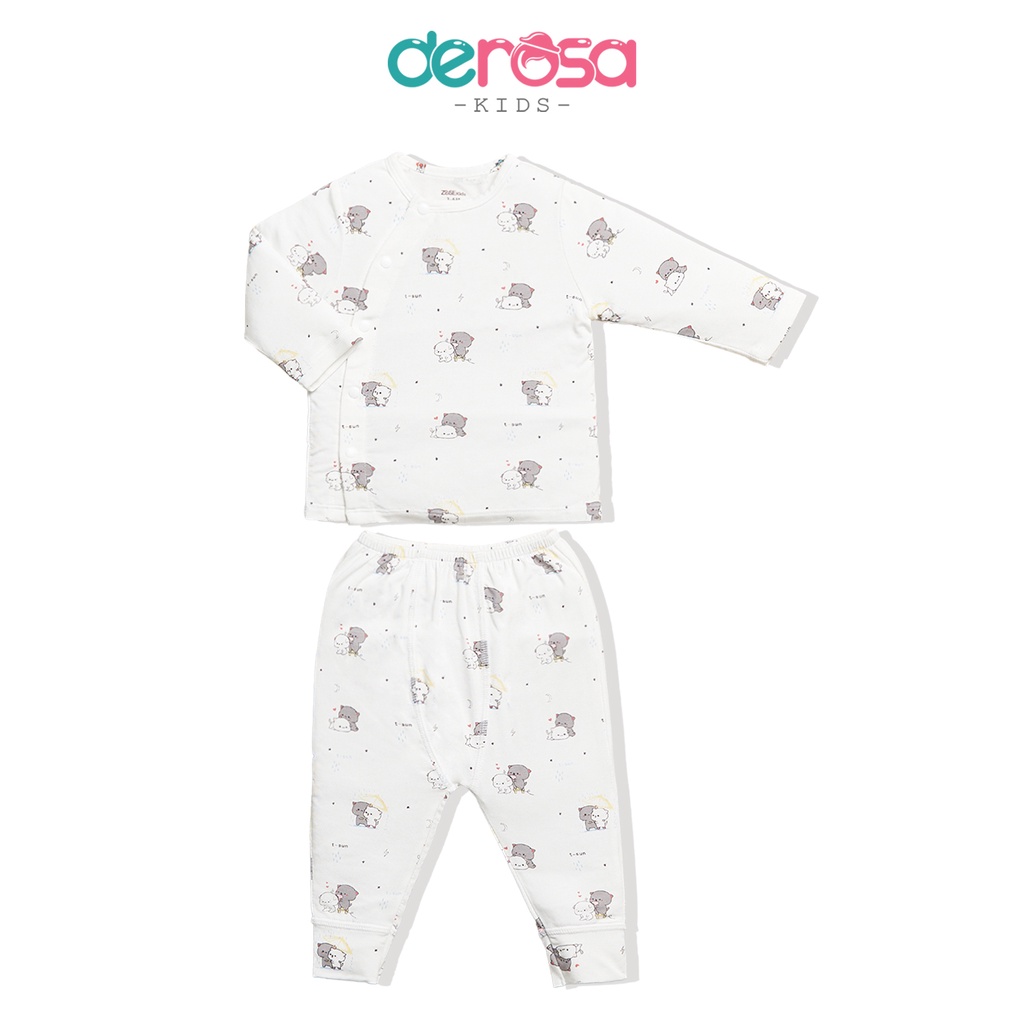 Bộ quần áo sơ sinh dài tay bé trai và bé gái cài lệch DEROSA KIDS từ 0 - 6 tháng