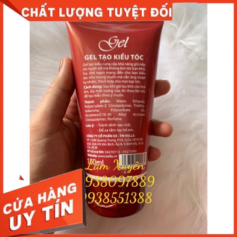 Gel vuốt tóc Kella 150ml tạo kiểu tóc, giữ nếp tóc  [CHÍNH HÃNG] tuyệt vời, không gây khô rít tóc, óng mượt tự nhiên