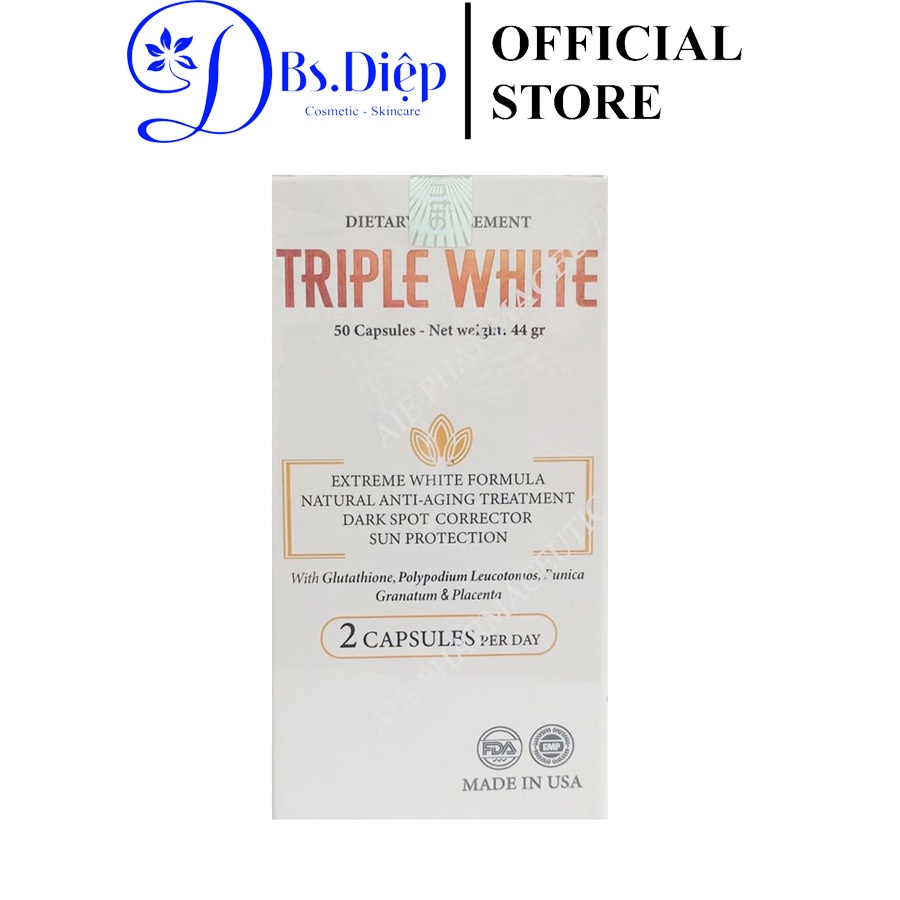 Viên uống Triple White chống nắng trắng da Glutathione 1200 mg (Hàng Mỹ) | BigBuy360 - bigbuy360.vn