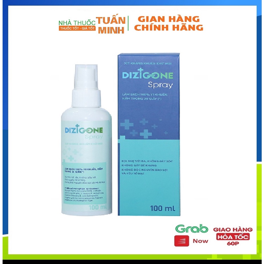 Dizigone Spray 100 ml - xịt kháng khuẩn, tái tạo da, ngừa sẹo vượt trội, an toàn