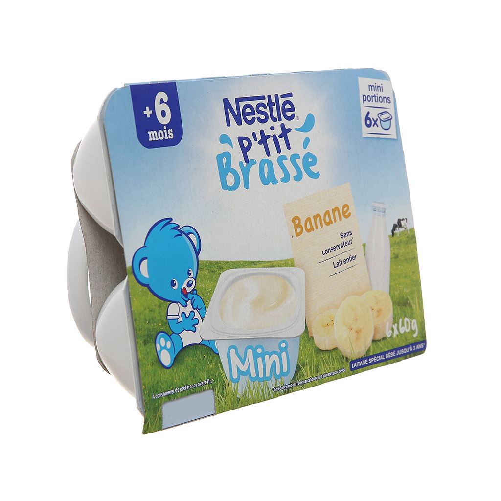 Sữa chua nguội sữa chua Nestle p'tit brasse dạng Vỉ 6 Hộp (6x60g) sữa chua ăn dặm