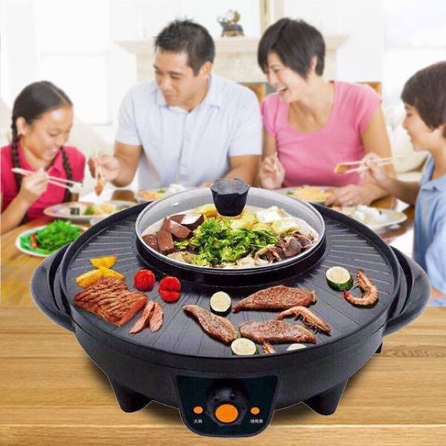 Nồi lẩu nướng BBQ hàn quốc 2 trong 1 hình tròn 4 người ăn kích thước 35x12x35