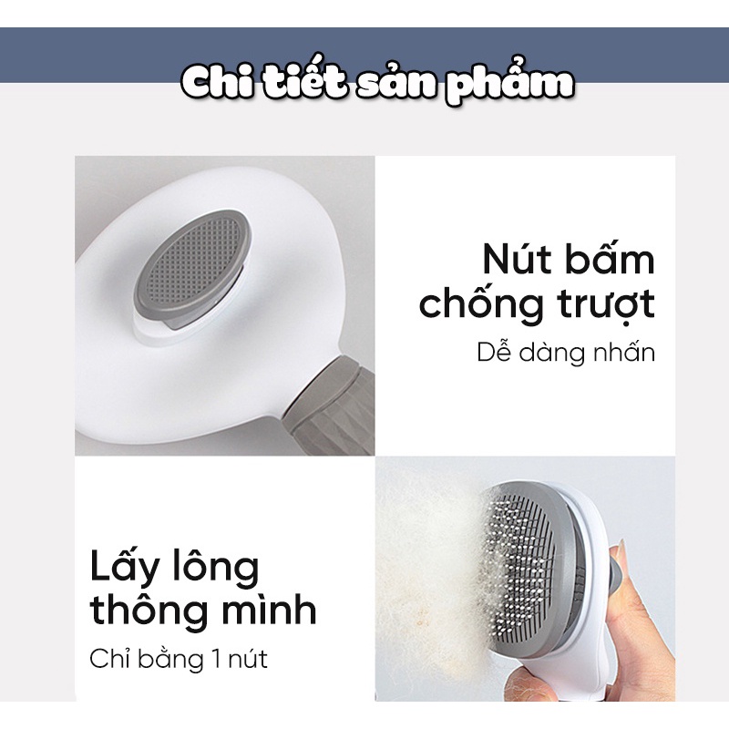 Lược chải lông cho mèo cao cấp có nút bấm đẩy lông