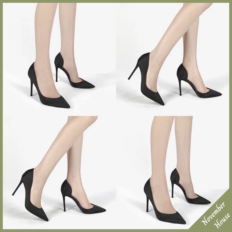 Giày cao gót nữ khoét eo da lộn thời trang, 2 màu đủ size GI5, Oula Store