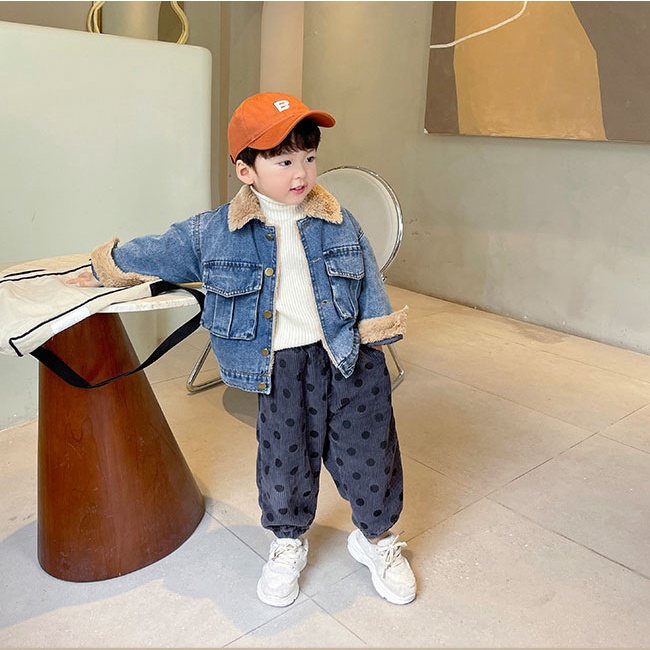 Áo Khoác Jacket Jean Lót Lông Mềm Cho Bé Trai Bé Gái Shop Quần Áo Trẻ Em Phong Cách Hàn Quốc Moy Kids