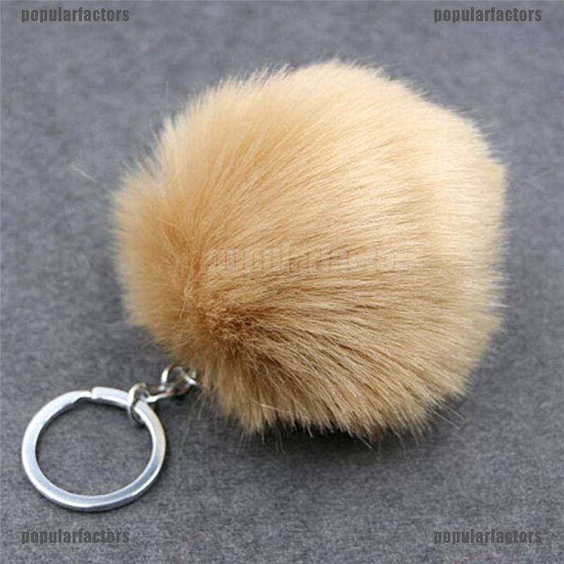 Móc khóa kim loại thiết kế hình quả bóng lông thỏ độc đáo