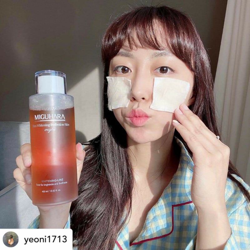 Nước hoa hồng dưỡng trắng chuyên sâu Miguhara ultra whitening perfectuon skin origin 400ml