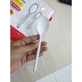 💢 100 Muỗng Nhựa Trắng Cao Cấp 💢 Cứng - Viền liền - Trắng