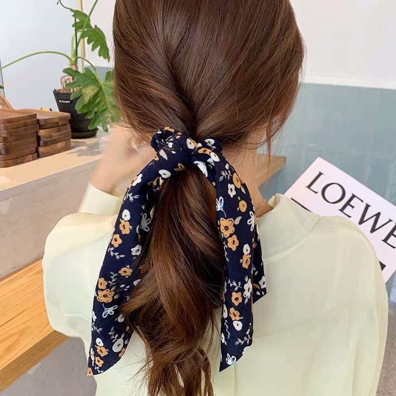 Dây buộc tóc ribbon scrunchies hoa