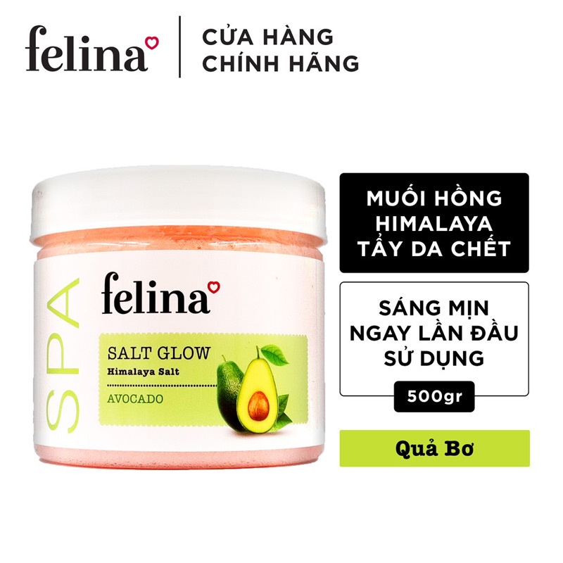 Muối tắm tẩy da chết Felina Salt Glow 500g