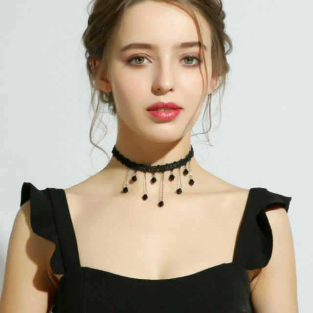 Vòng Cổ Chocker Hạt Đá Thời Trang