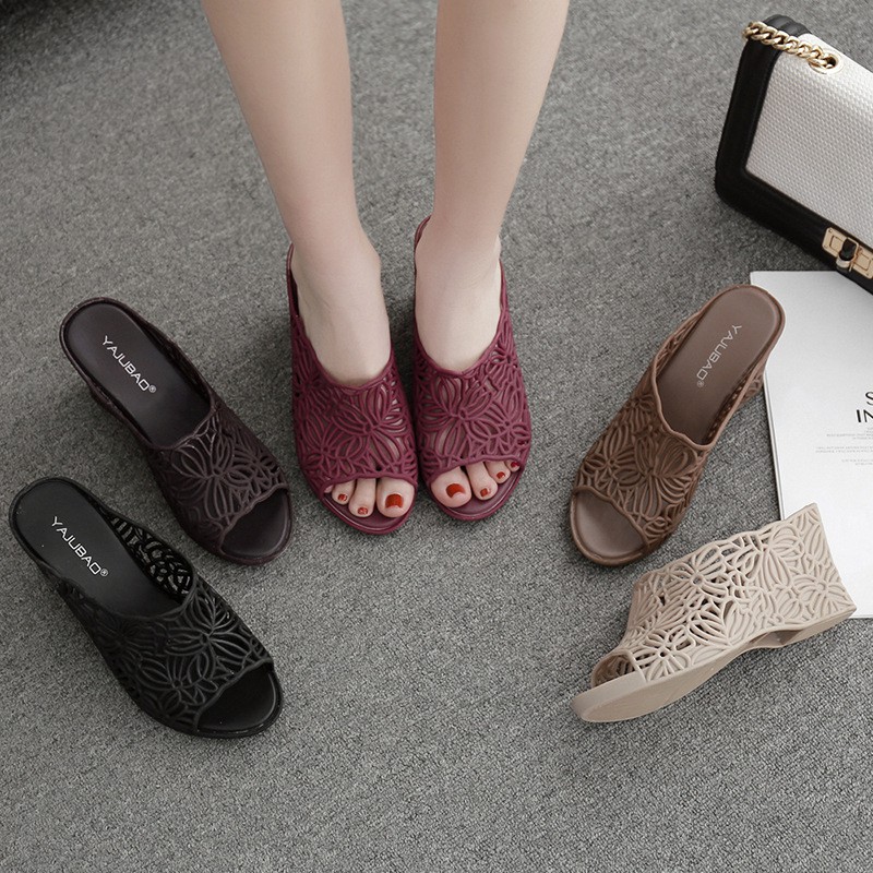 Dép nhựa đế xuồng chống trượt thời trang đơn giản thoải mái cho nữ