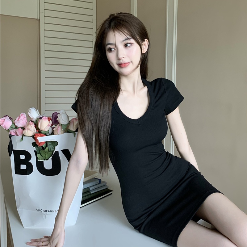 SUXI Chân Váy Lưng Cao Màu Sắc Trơn Phong Cách Vintage Đơn Giản Quyến Rũ