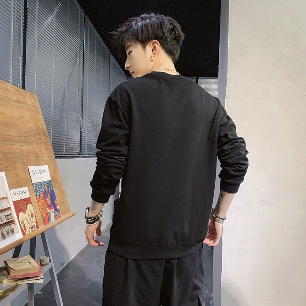 Áo nỉ dài tay nam , áo thun cotton dài tay Hoodie  thêu cổ Nam Nữ Cổ Tròn Basic[ 𝗛𝗔̀𝗡𝗚 𝗟𝗢𝗔̣𝗜 𝟭]