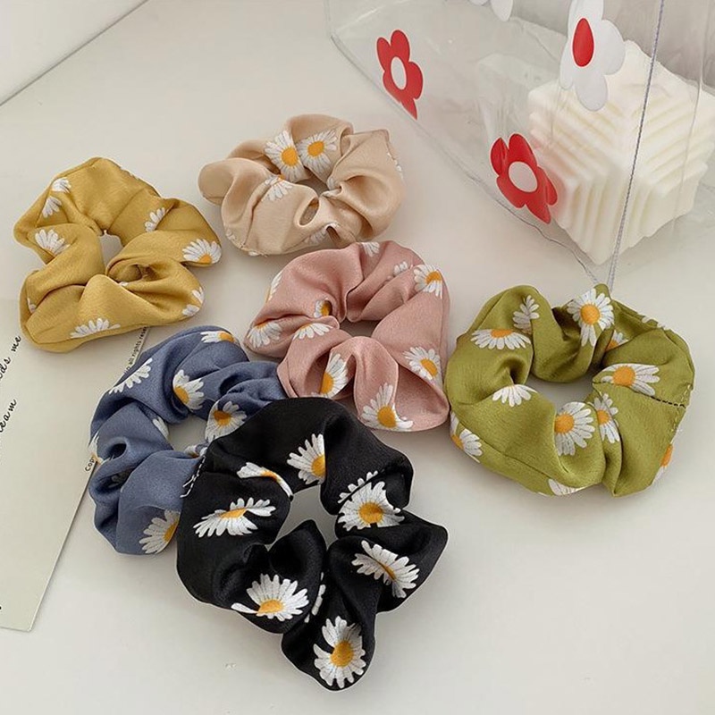 Dây cột lụa satin co giãn hoạ tiết hoa cúc nhí xinh xắn cho nữ