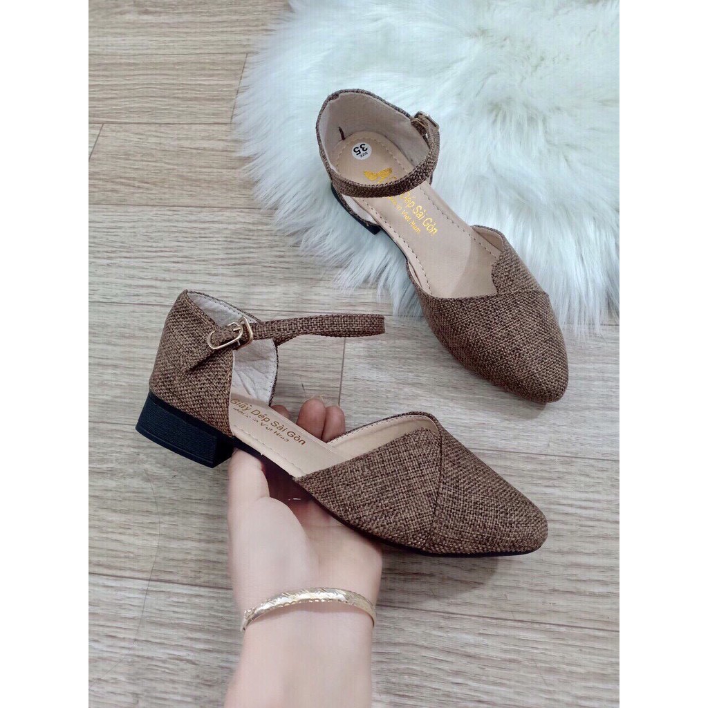 Dép sandanl quai hậu chất vải dạ cao cấp êm chân ( ảnh thật 100%)