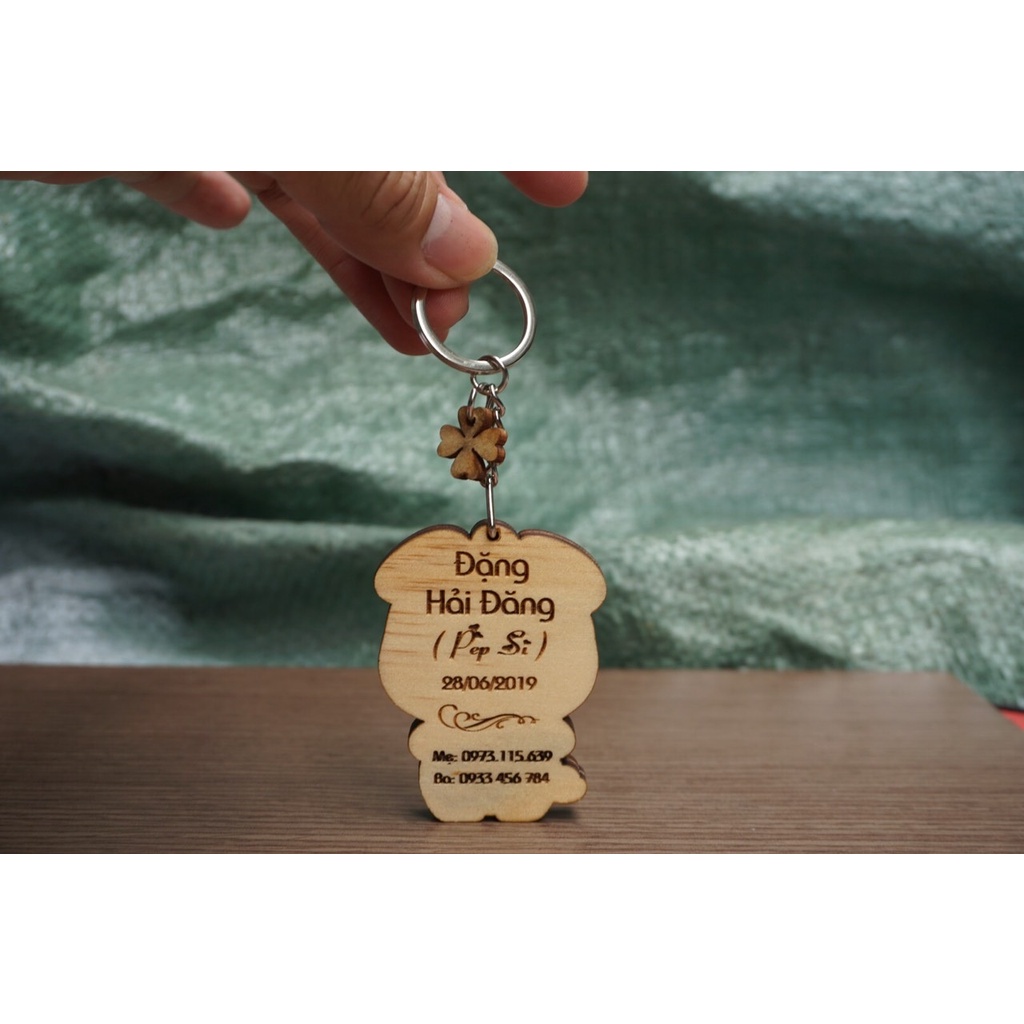 Thẻ Tên Khắc Thông Tin Của bé Hình 12 con Giáp