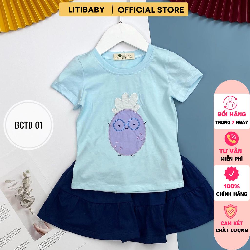 Bộ bé gái chân váy áo thêu đáp LITIBABY size 2/10