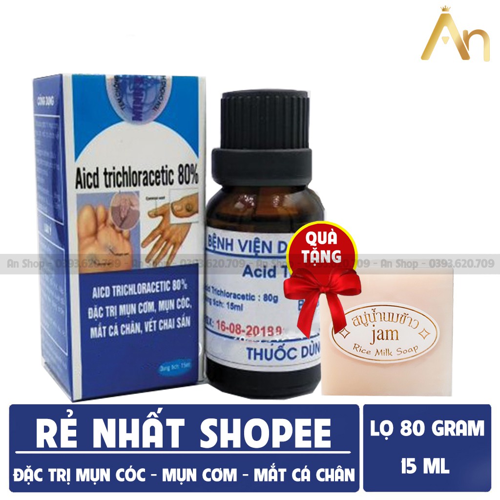 Acid trichloracetic 80% mụn cơm mụn cóc mắc cá chân chai sần