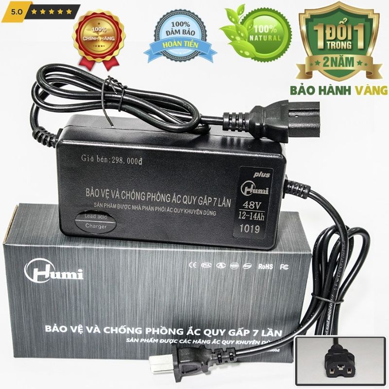 Sạc Xe điện Humi 48V 12Ah-14Ah Chân vuông đặt