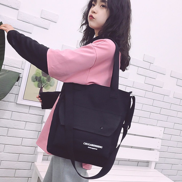 TÚI VẢI TOTE LIVING ĐỰNG VỪA A4 VẢI CANVAS LOẠI KHUY BẤM TD 105