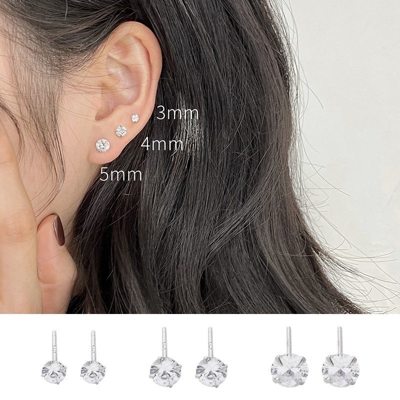 Bông tai đính đá basic chuôi nhựa